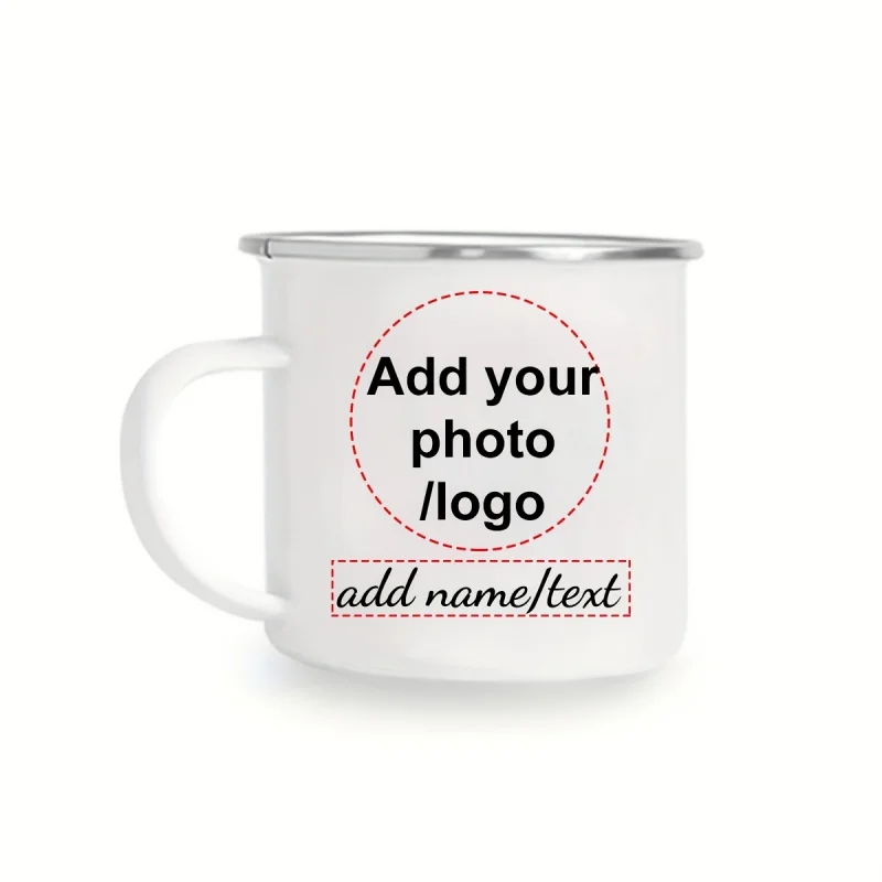 

Personalized Photo/Logo Enamel Mug - Mini 11oz Enamel Coffee Mug - Outdoor Camping Travel Mug