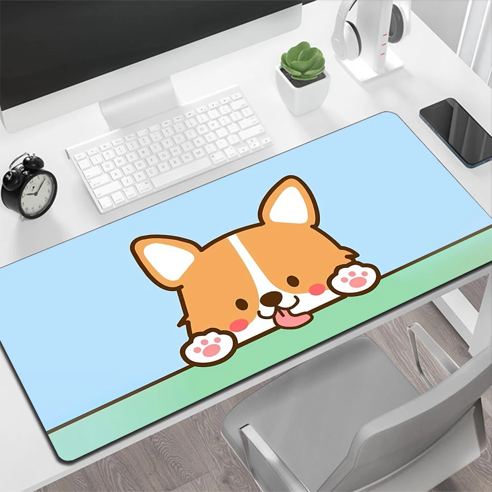 Cute Welsh Corgi Gaming Mouse Pad Large Mouse Pad PC Gamer Computer Mouse Mat Big Mousepad Silicone Keyboard Desk Mat Mause Pad