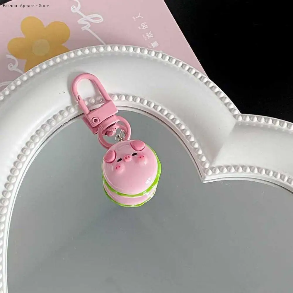 LLavero de Metal de cerdo rosa Gourmet creativo, cerdo rosa, pequeño hamburguesa, cerdo, llavero de Animal, lindo llavero de comida de cerdo a la moda para niños