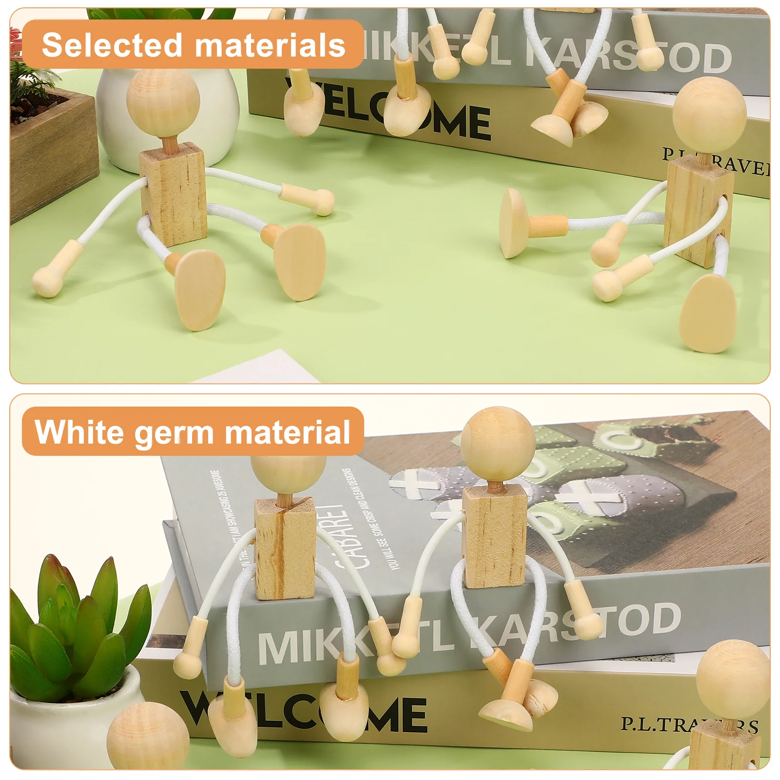 4 Pcs with Movable Joints Wooden Toys Dolls for Children White Embryo Robot