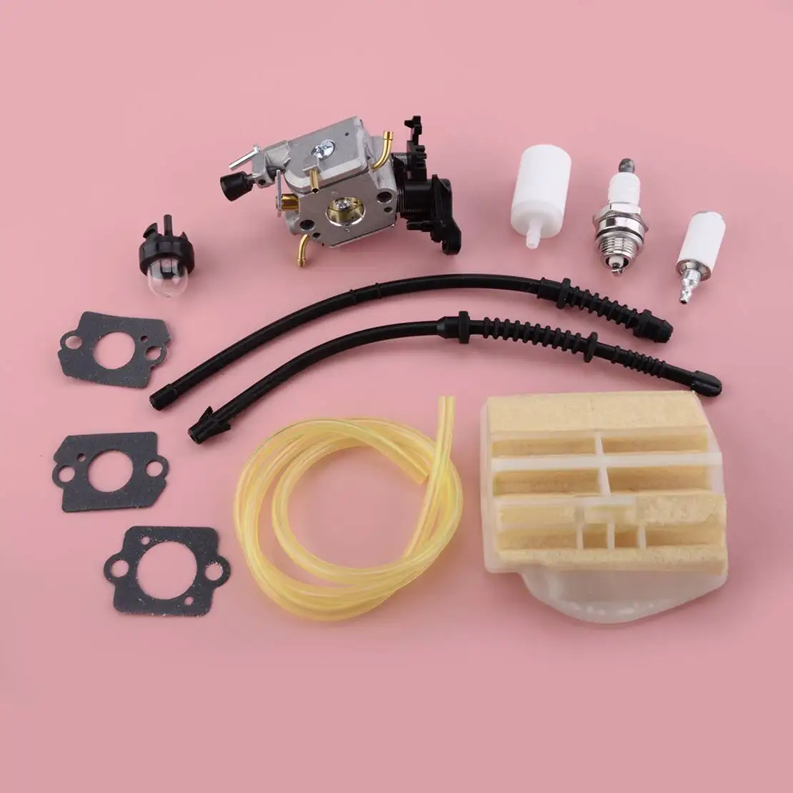506450401 Carburetor Air Fuel Filter Gasket Hose Spark Plug Kit Fit for Husqvarna 445 445E 450 450E JONSERED CS2245S C1M-EL37B