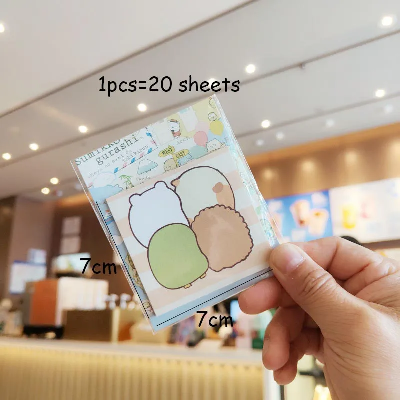 Sumikko gurashi-Sticky Notes, Kawaii Papelaria Etiqueta, Sticky Notes, Notepad Planner, Sticker Post, Material Escolar, 20 pcs por lote