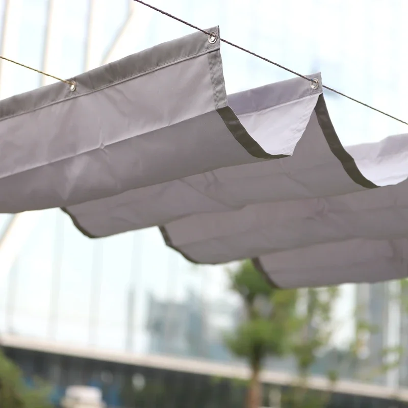 50cm Wave Length Waterproof Sunshade Net Home Pergolas Telescopic Awning Pergolas Sunproof Retractable Wave Sliding Canopy