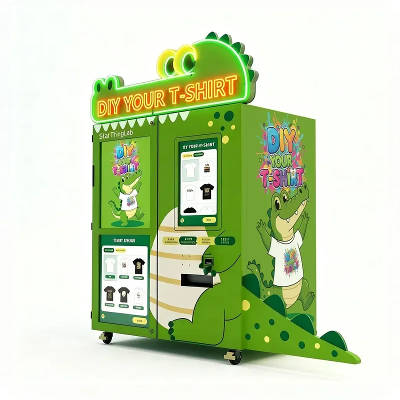 Steel Clothing Vending Machine with Closed Loop Motor System DIY T Shirt Printing Kiosk for Shopping Mall