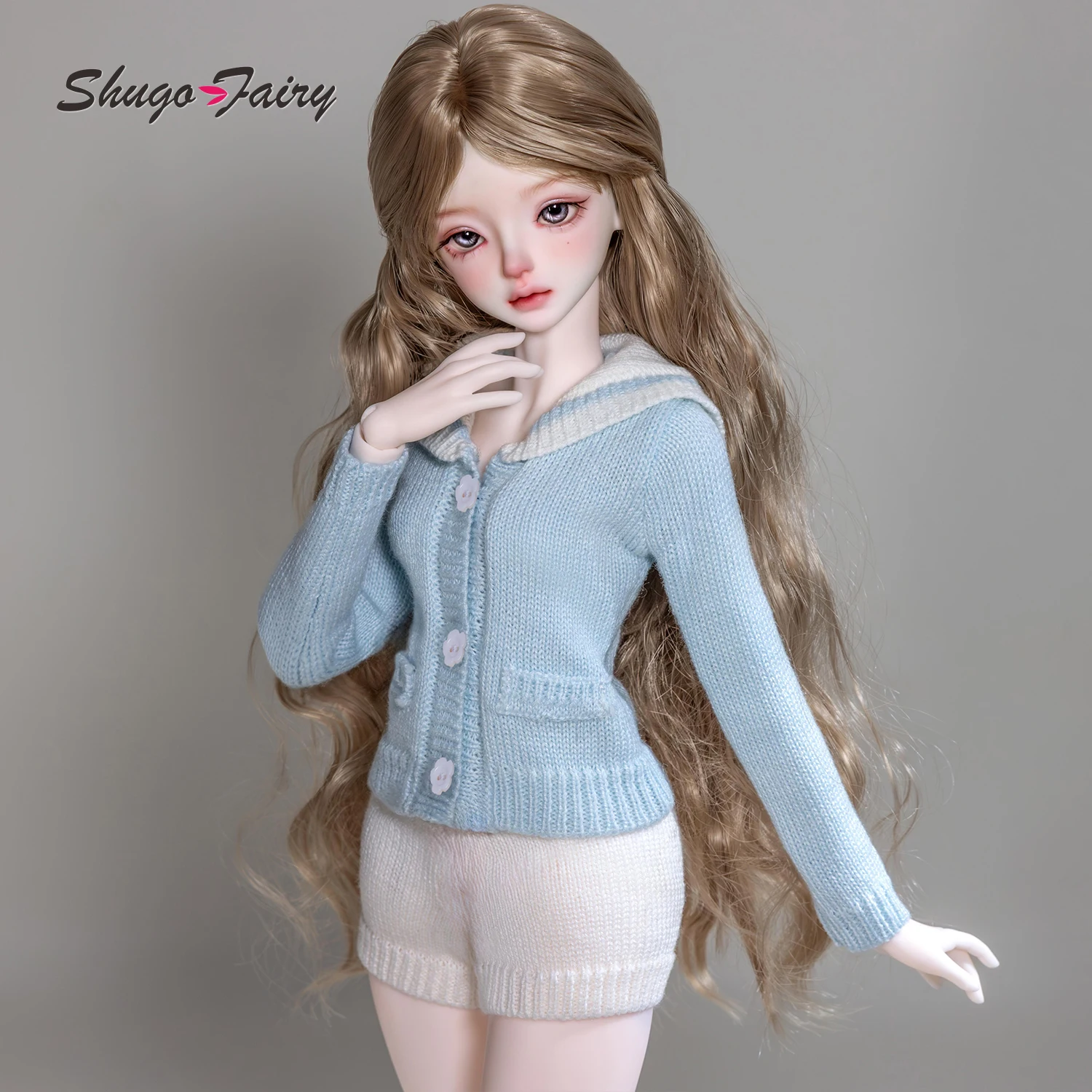 BJD Doll 1/4 Sadie E ShugaFairy Resin FullSet Summer Sailor Collar Knit Top Sweet School DailyWear Articulated Ball Jointed Doll view 4