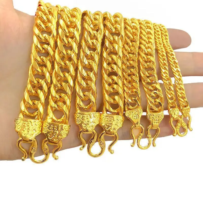 Pure 14K Yellow Gold Color Fried Dough Twists Chain Necklace Real 999 Gold Chain for Men Father Bro Fine Jewelry Christmas Gifts