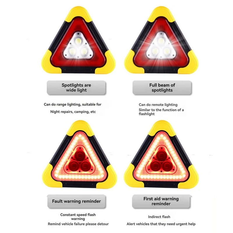 

A85E-Emergency Triangular Warning Light Safety Emergency Breakdown Lamp Portable Solar Light For Camping Working