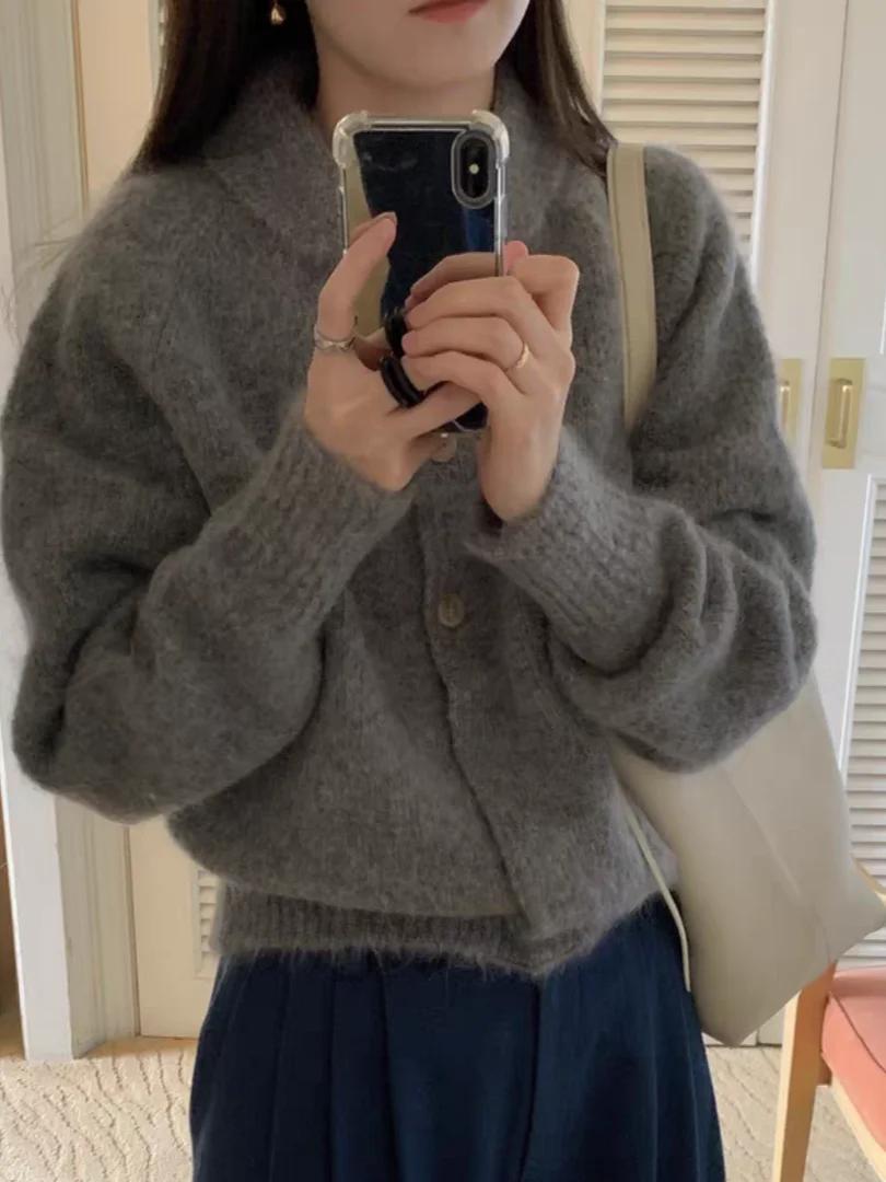 Ele – Cardigan ouvert tricoté bleu pour femme, coupe ample, lavable, toutes saisons, Long, Sve Crew Ne, pull d'extérieur