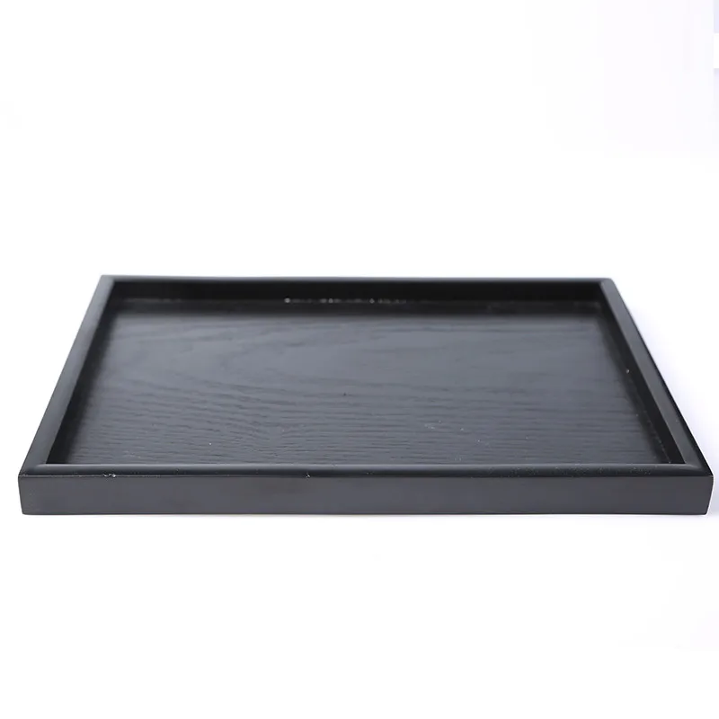 Japanese-Style Black Wooden Tray, Rectangular Solid Wood Plate, Dinner Dish, Tea, Water Cup, Retro Restaurant Serving Suppliers