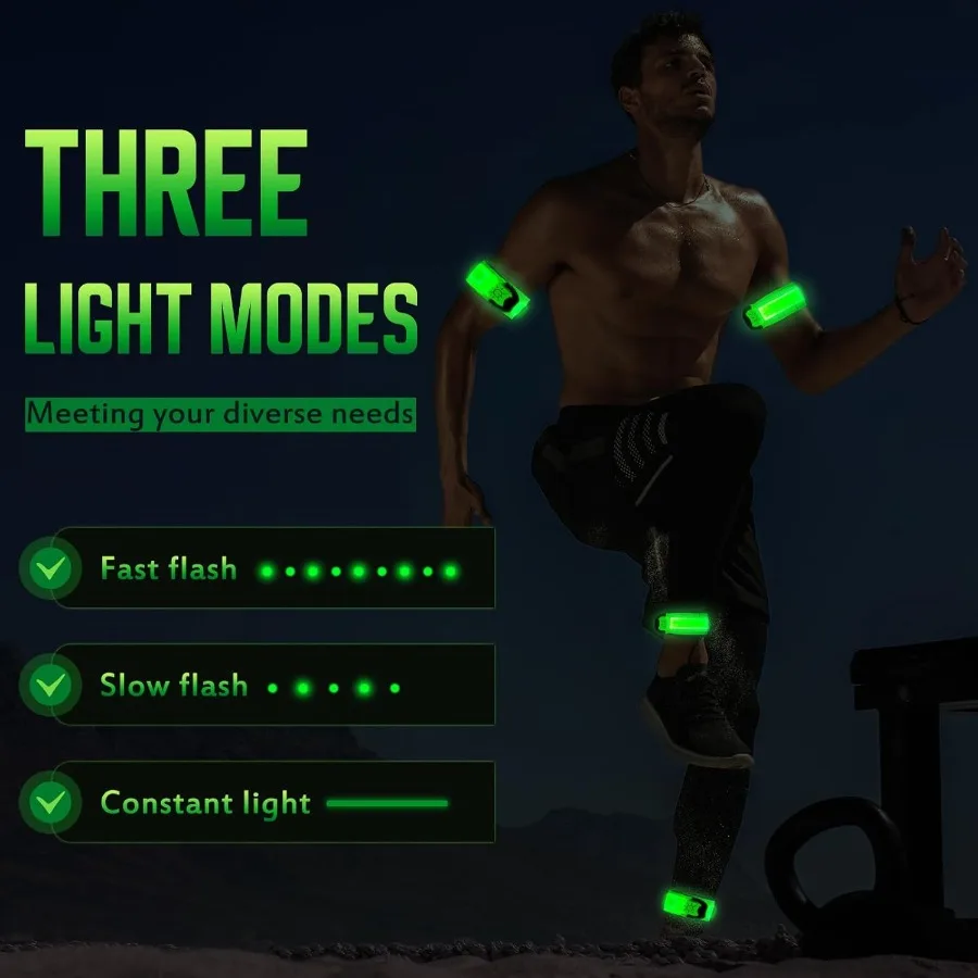 حزام ذراع LED للجري، 2 حزمة من شارات الإضاءة القابلة لإعادة الشحن، معدات الجري العاكسة عالية الوضوح للجري #5