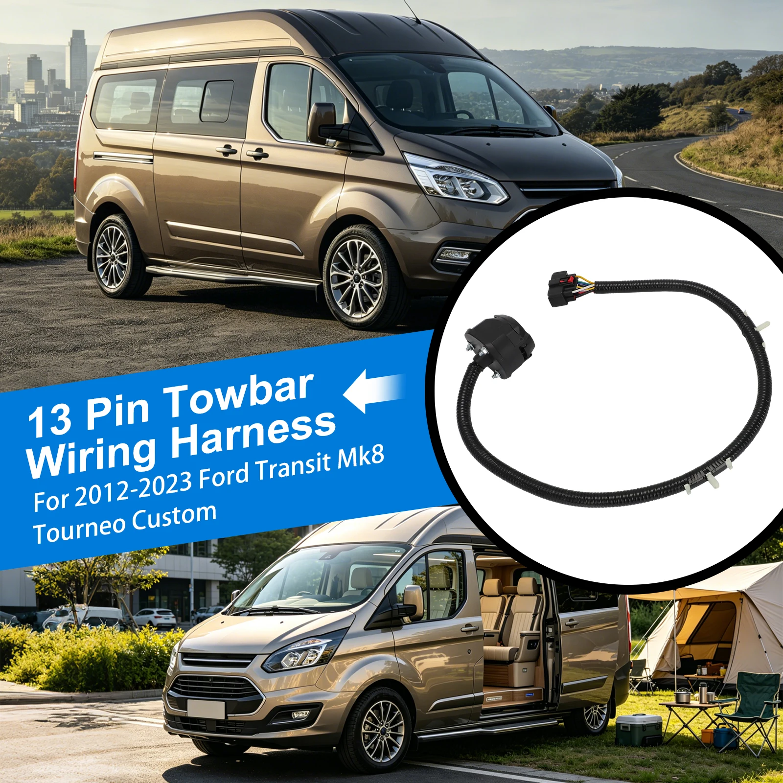 Für Ford Transit Custom Tourneo Anhängerkupplung Anhängerkupplungsverkabelung 2012-2023 Für Ford MK8 Full-Size Transit 2682317
