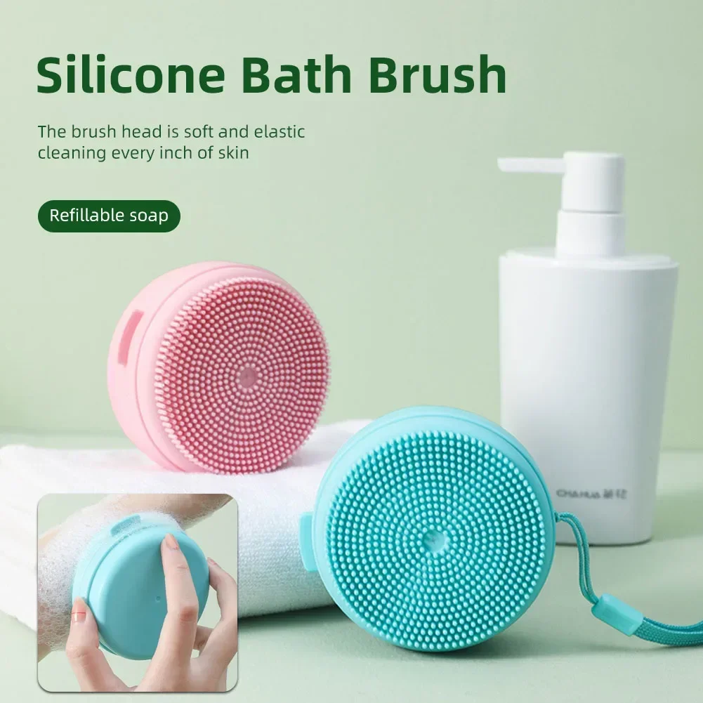 Cepillo de baño portátil para colgar, depurador corporal, estuche de jabón, cepillo de silicona, cepillo táctil para masaje de pelo