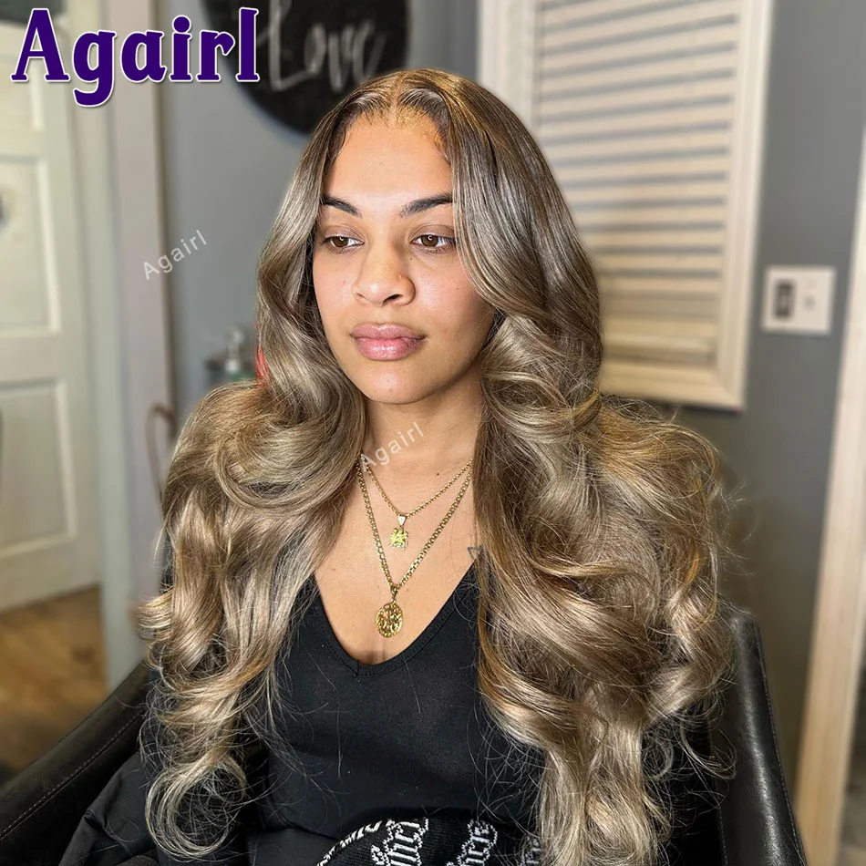 Ash Blonde 13x6 Wig rambut manusia renda depan 13X4 Wig Frontal renda gelombang tubuh transparan 5x5 Wig penutupan renda kepadatan 200 untuk wanita