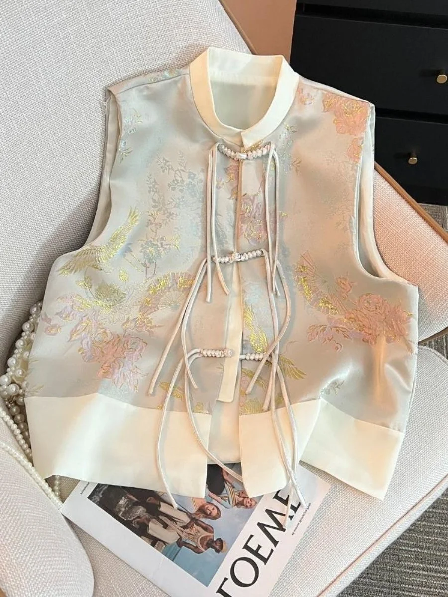 new-chinese-sle-women's-vest-oulder-pad-spring-autumn-new-sle-small-fraance-wind-vest-plus-size-ele-clothing-two