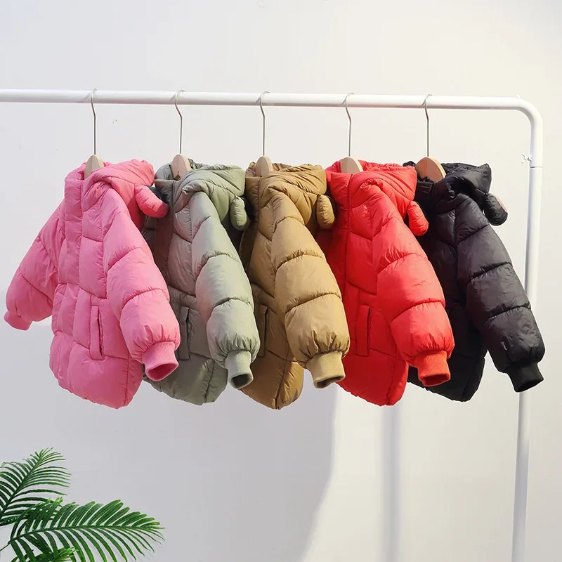 Baby Thickened Down Jacket Kids Down Clothes 2023 Winter New Children Coat Infant Girl Boy Warm Outerwear Solid Hooded Parkas