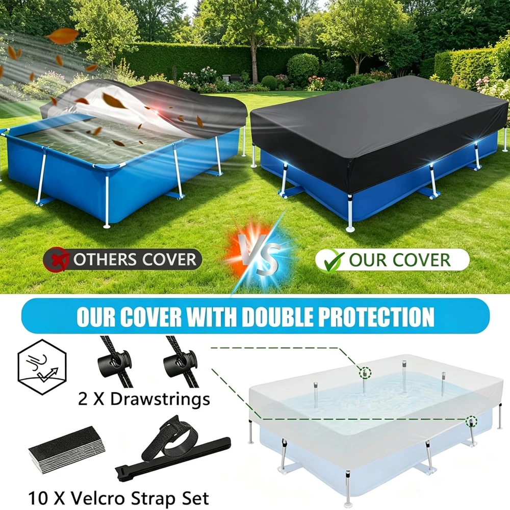 210D Pool Cover Durable Heavy-Duty Winter Dust Frame Swimming Pool Cover Oxford