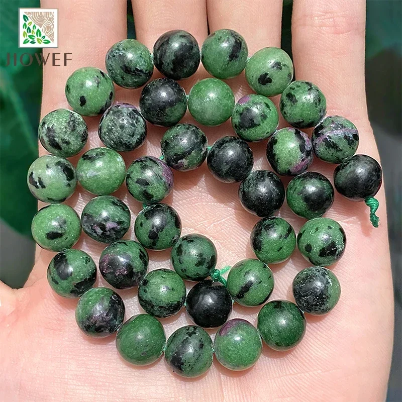 Natural Epidote Rubys Zoisite Stone Smooth Beads for Jewelry Making DIY Charms Bracelet Accessories 4/6/8/10/12mm 15" Strand