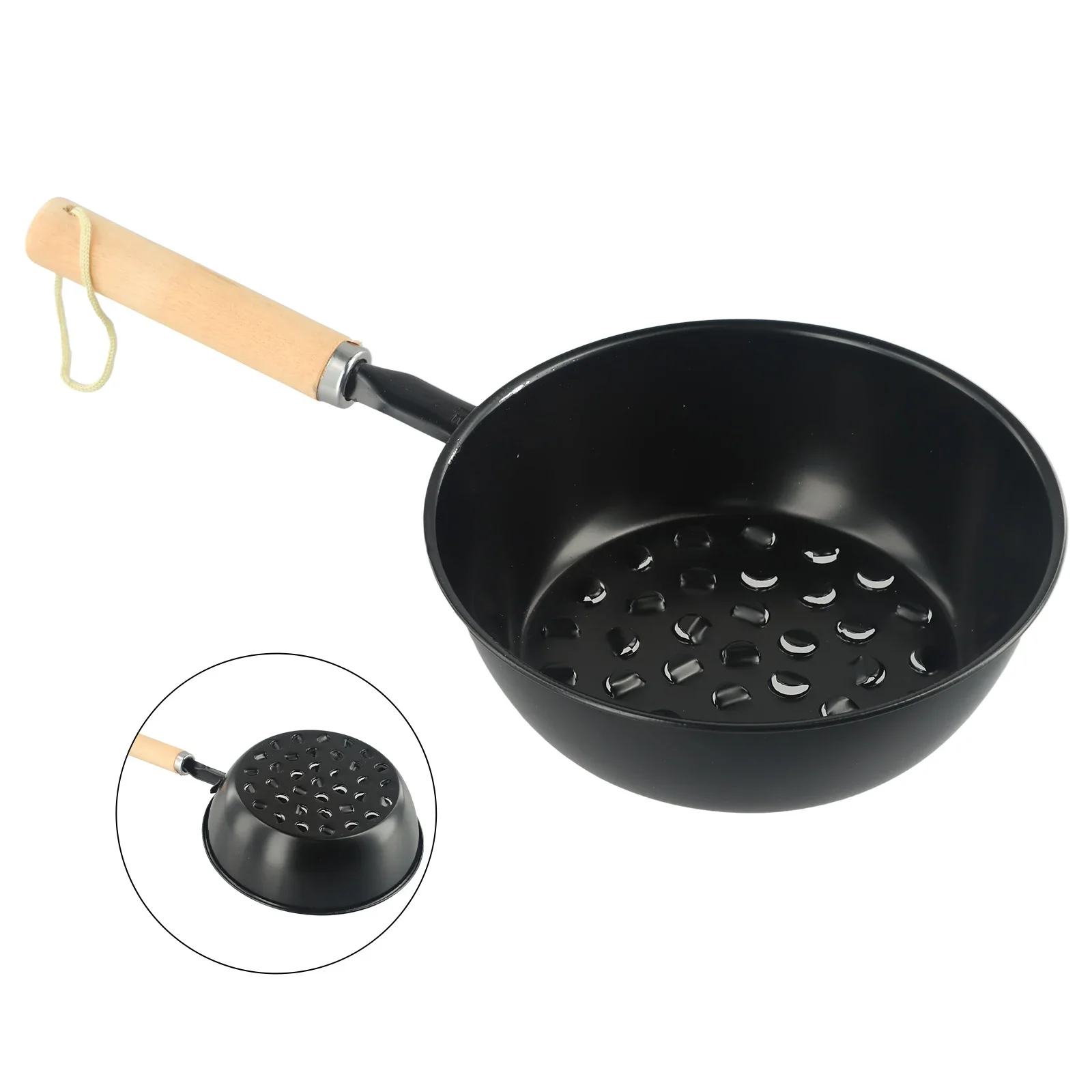 For Kitchen Tool Portable Convenient High Temperature Stove BBQ Tool Charcoal Pot Charcoal Stove Iron + Wood Material Black