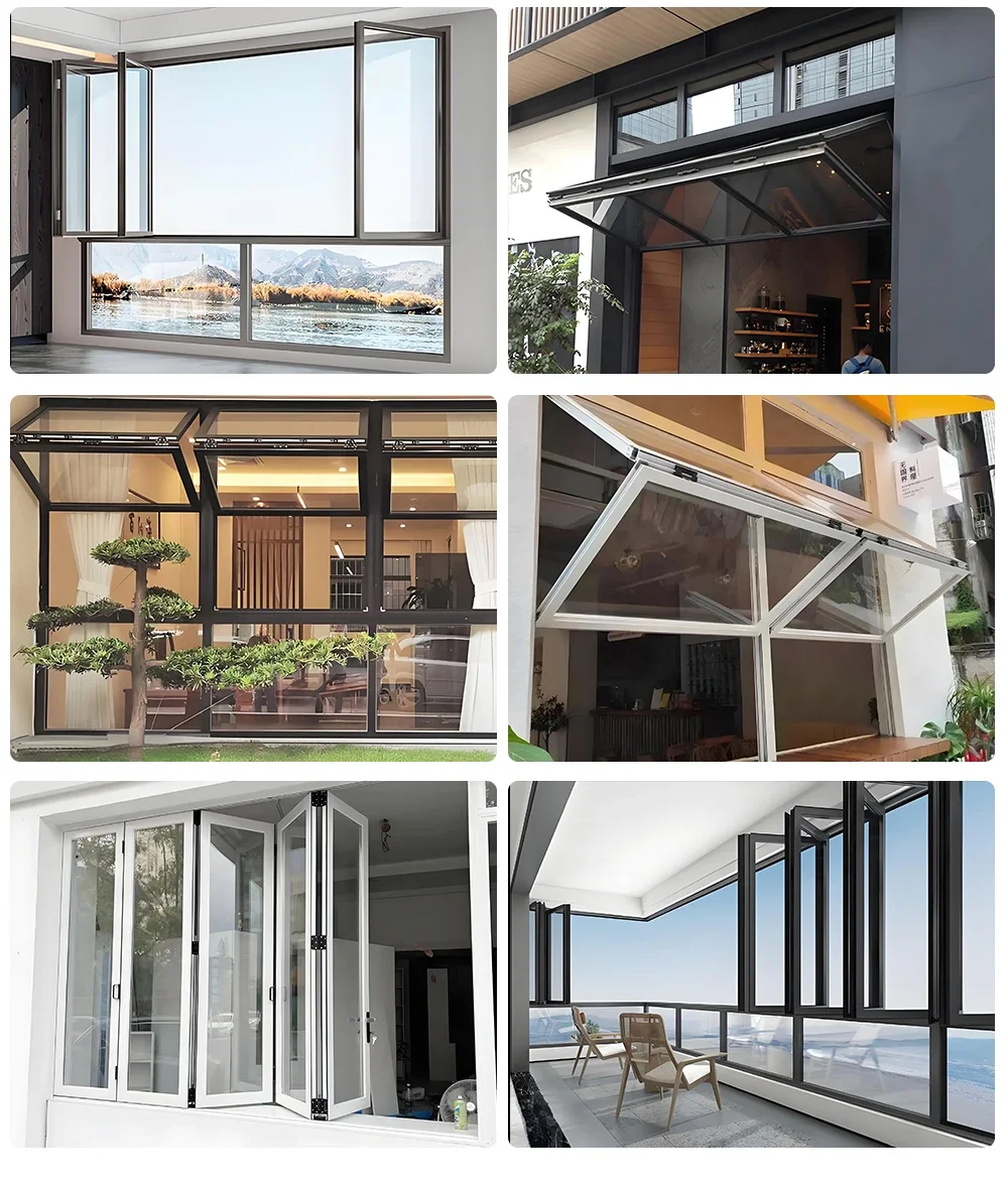 Manufacture Custom Folding Glass Window System Aluminum Alloy Heat Insulation Vertical Bi Fold Window