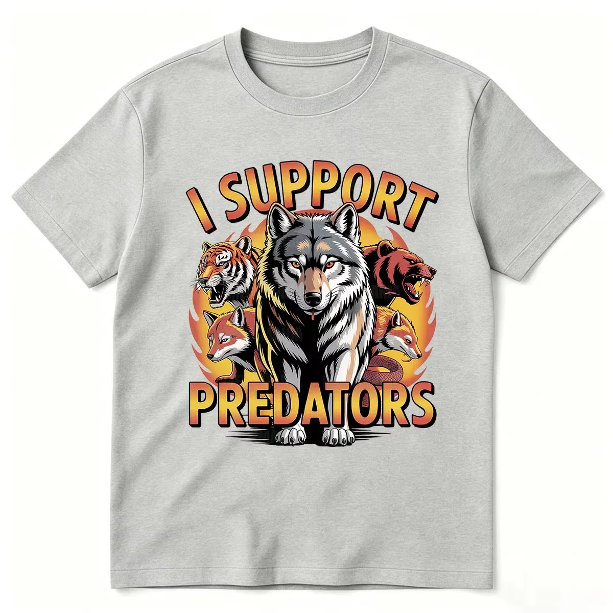 I Support Predator Funny Meme Tiger Graphic T-shirts Women FashioShort Sleeve Oversized T-shirt Streetwear