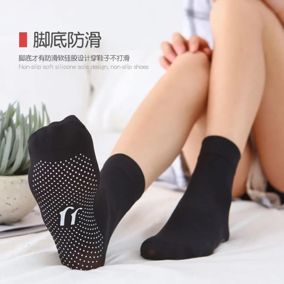 5 Pairs Women's Cotton Socks Female Non-Slip Silicone Socks Mesh Anti-Odor Sweat-Absorbent 2024 New High Quality Mid-Tube Socks