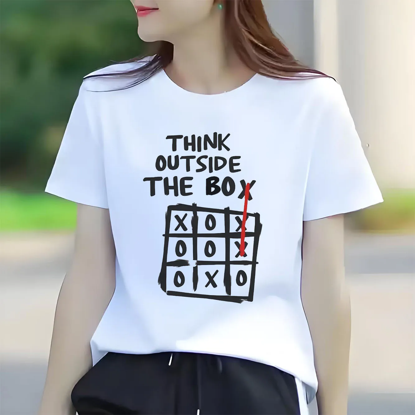 

Fashionable Fun Print Pattern T-Shirt Casual Short Sleeve Round Neck Versatile Women's T-Shirt for All Seasons