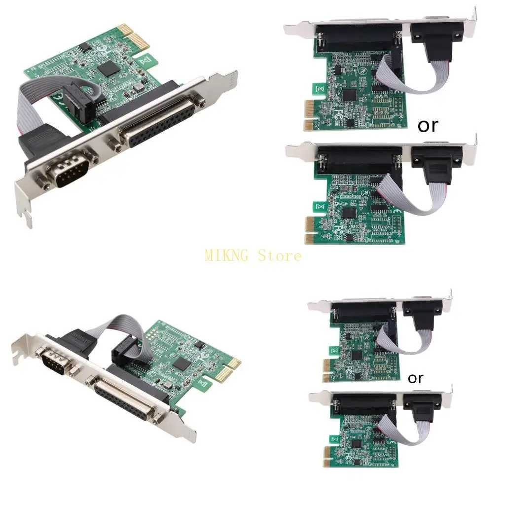 

AX99100 1P1S RS232 Последовательный параллельный порт DB25 25-контактный PCIE Riser Card PCI-E для адаптера Express Converter,