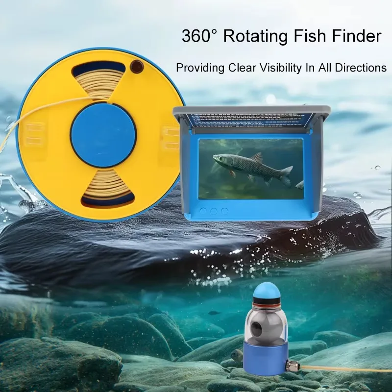

360° Underwater Fishing Camera with Night Vision Light 5" Display Self-Righting and Temperature Detection