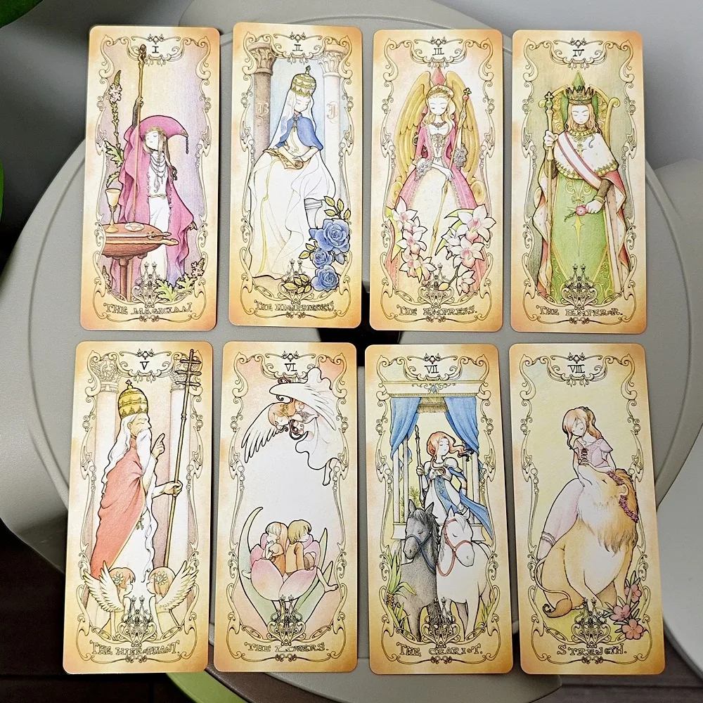 Cartas de tarô de baixa susto, 12*5.5cm, 78 peças, adicionam secretamente a linguagem das flores, estilo anime japonês, cartas de tarô de desenho animado