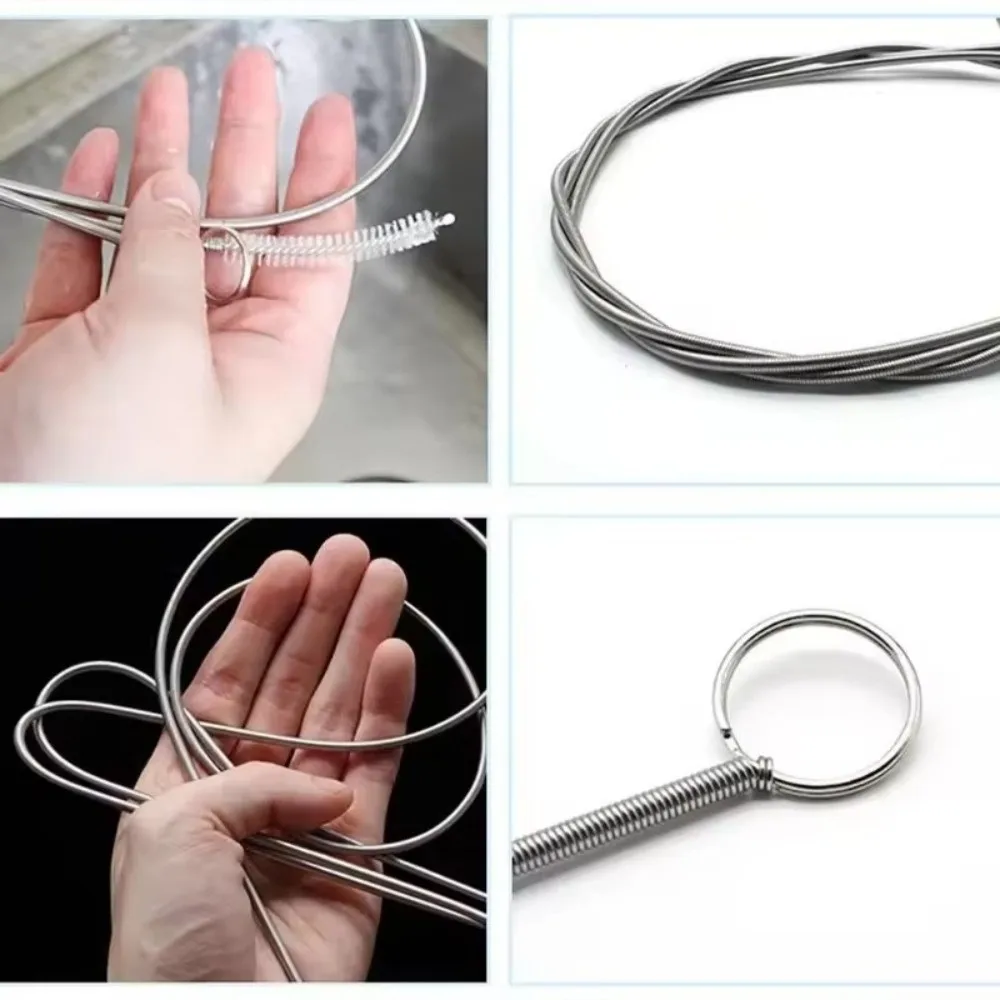 Long Flexible Refrigerator Drain Dredge Bendable Brush Wire Tube Spring Water Dredging Tool 1M/1.5M Nylons Bristles