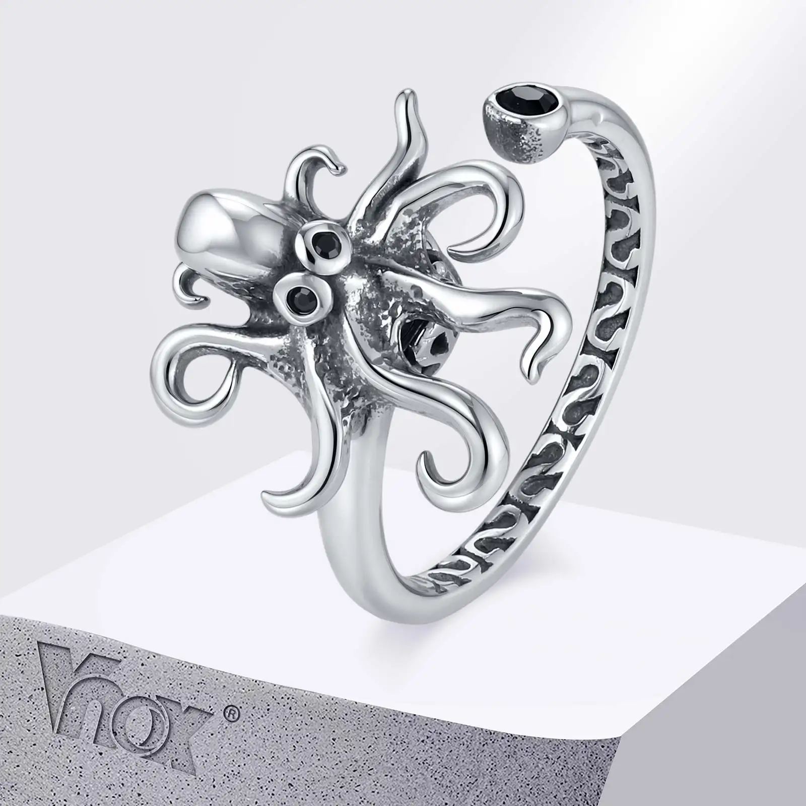 

Vnox Vintage Stainless Steel Octopus Ring, Punk Animal Big Rings for Men Women, Open Adjustable Unisex Jewelry Gifts Size 5-8