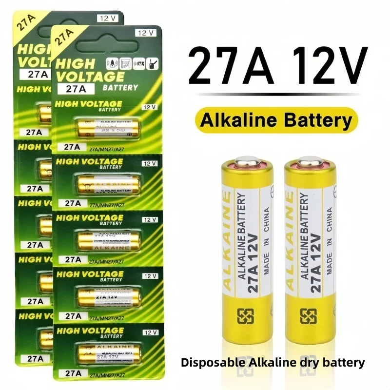 

12V 27A Dry Alkaline Battery A27 Batteries 27AE 27MN A2 L828 K27A for Remote Control Gamepad Flashlight Doorbell Toys