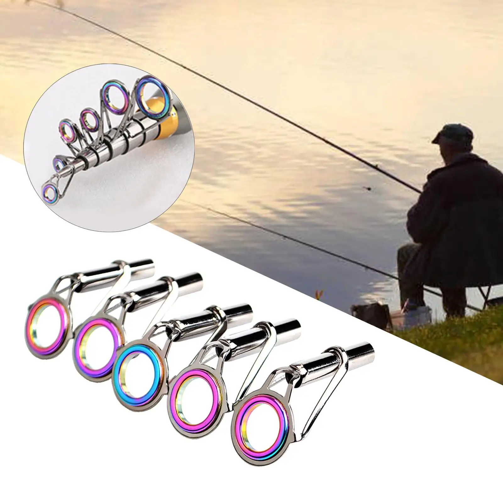 Fishing Rod Tip Guide Ring Set, Circular Pole Repair, 9 Sizes, 2x5x, Multicolor image 4