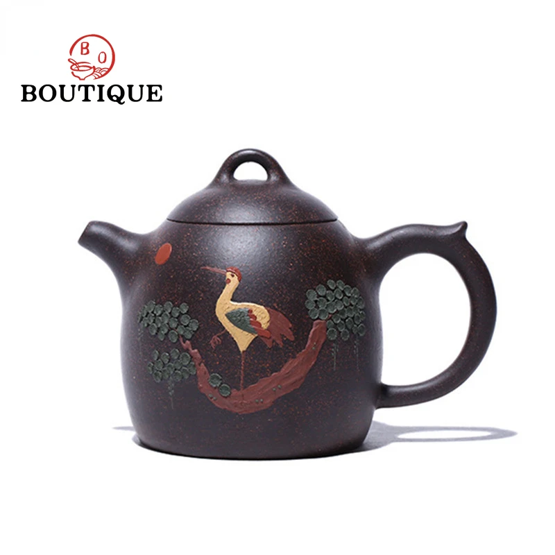 

310ml Classic Yixing Purple Clay Tea Pot Raw Ore Black Gold Sand Teapots Zisha Dragon Egg Filter Kettle Household Tea Set