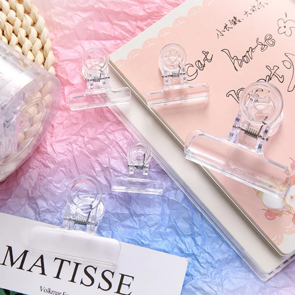 Ins Transparent Binder Clips Kawaii Paperclips File Documents Tickets Clips Bookmarks Index Page Holder Office Binding Supplies