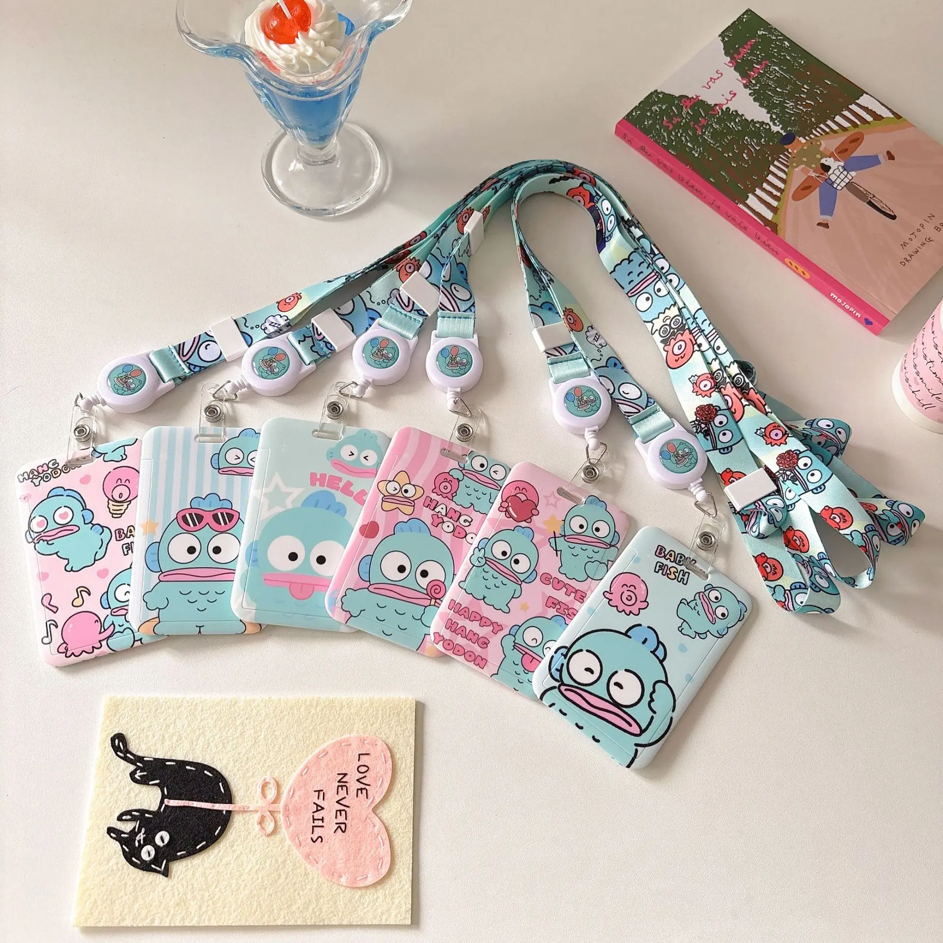 

Cute Hangyodon Card Holder Subway Set With long Hanging Rope Neck Extension Student Card Buckle Holiday Gift