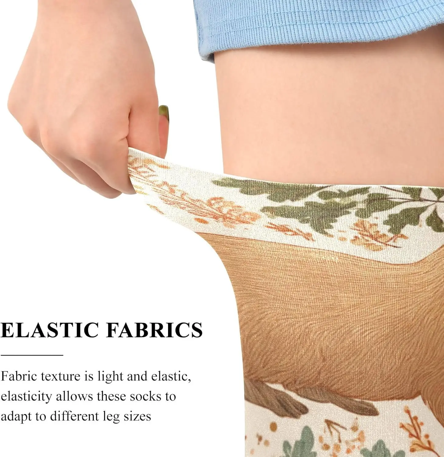 カピバラ 秋 レディース ニーハイソックス ハーベスト パンプキン レディース シアー ノベルティ ロングチューブソックス ストッキング プリント フリーサイズ