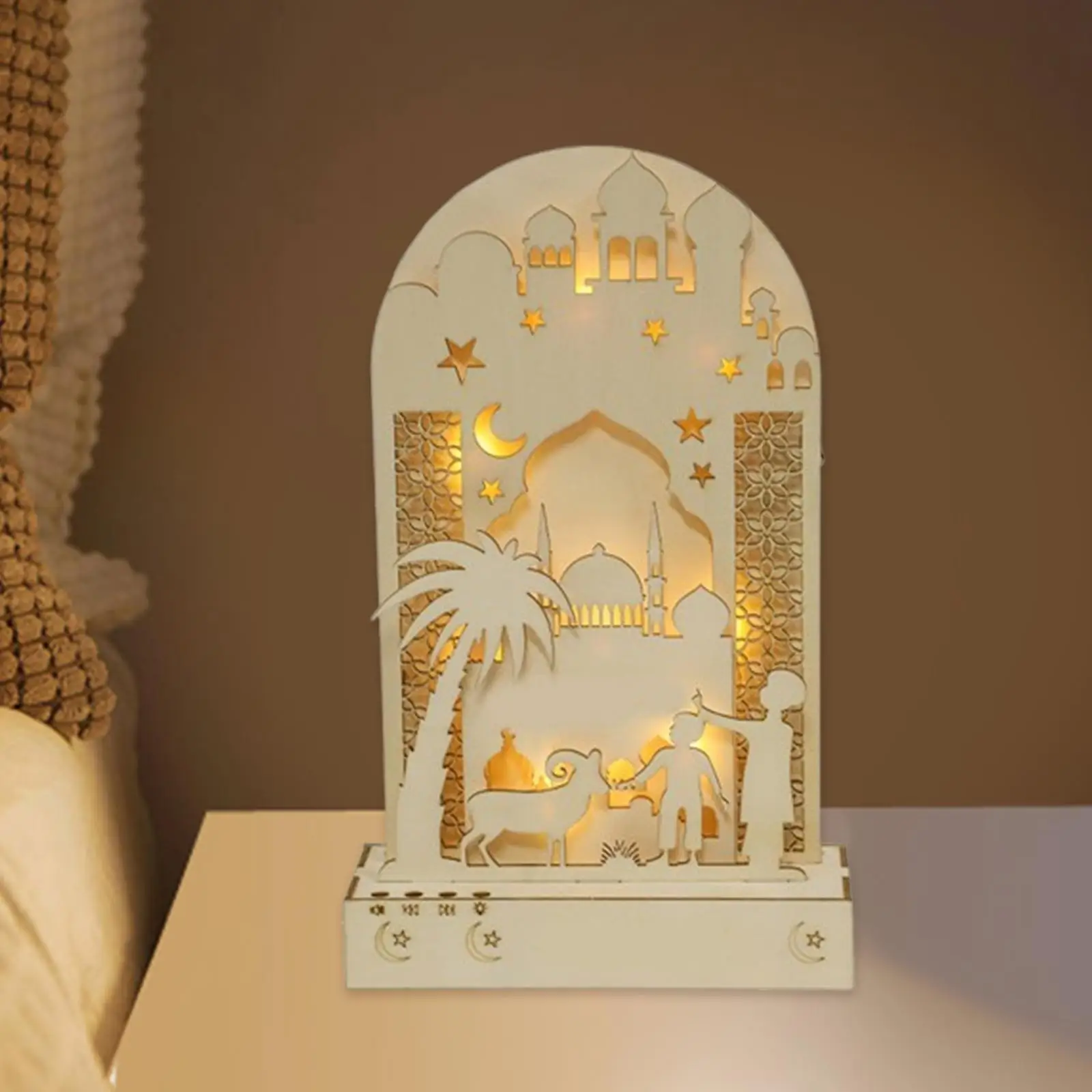 Eid Mubarak de madeira LED luz presente decoração Eid Mubarak para quarto de cabeceira