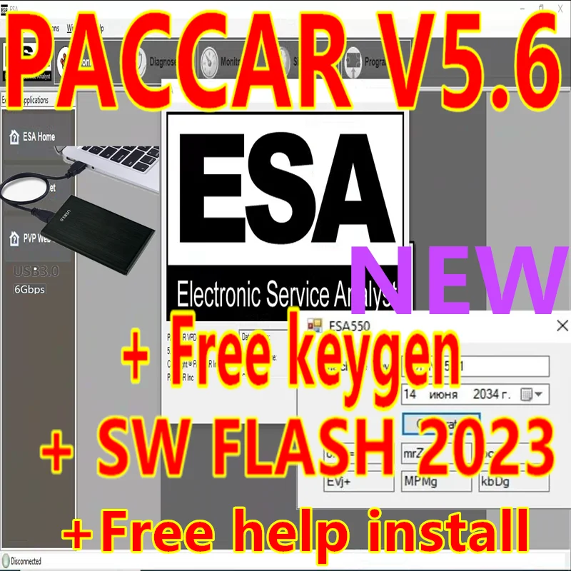 

Newest 2023 ESA Electronic Service Analyst 5.6+ 2023 SW FLASH FILE+ free Keygen UNLOCK For Paccar+ free help install ESA 5.6