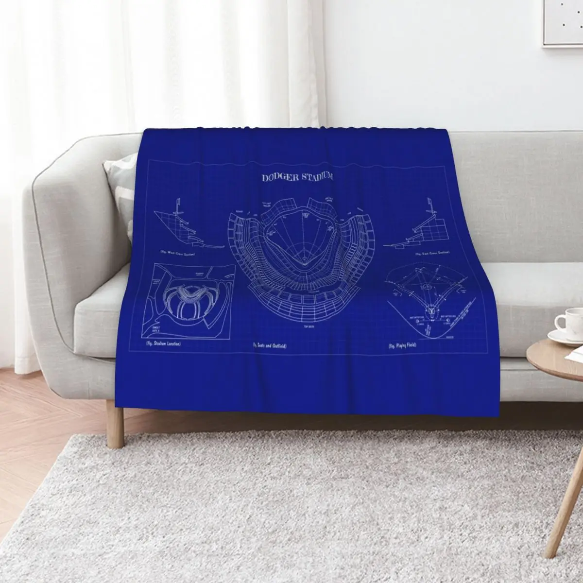 

Dodger Stadium (Blueprint-Dark Blue) Throw Blanket Thins Luxury Decoratives for winter Blankets