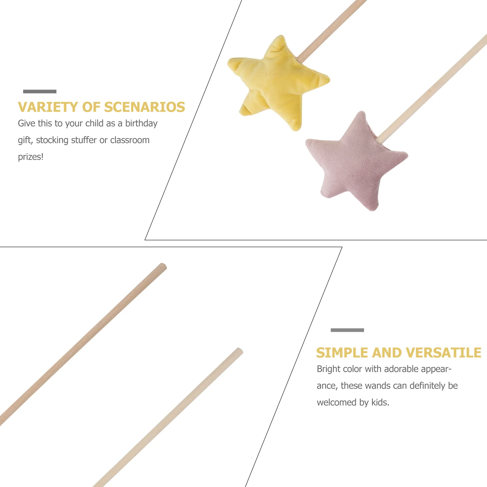 2Pcs Star Shaped Fairy Wands Colorful Decorative Costume Props Concert Dance Fairy Stick Decorative Wand Costume Prop