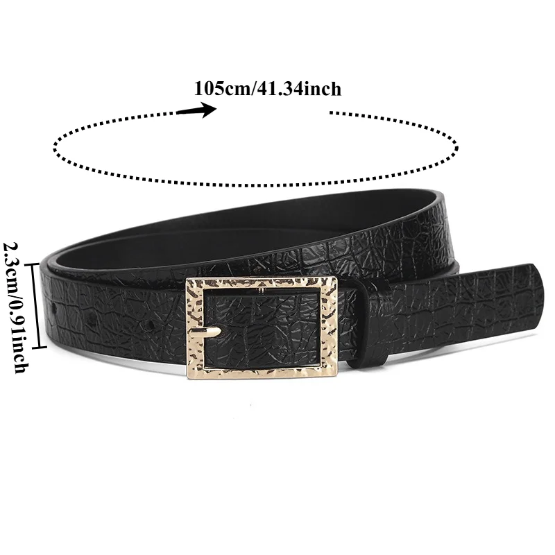 Fashionable Women’s French Retro Decorative Versatile Belt—Trendy Fresh High-End Unique Stone-Pattern Buckle Belt