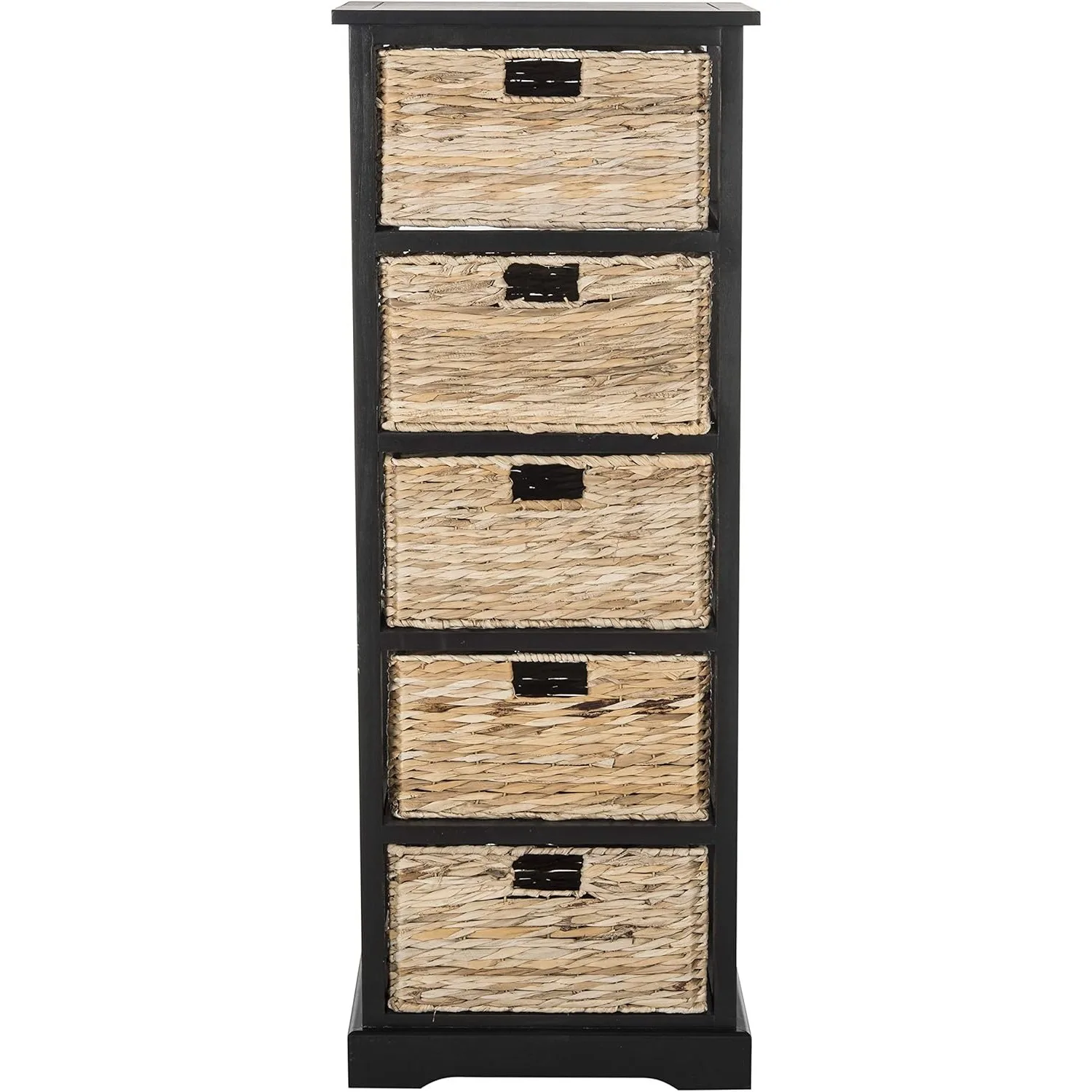 홈 컬렉션 Vedette Distrsed 블랙 5단 서랍형 위커 바구니 수납 타워
