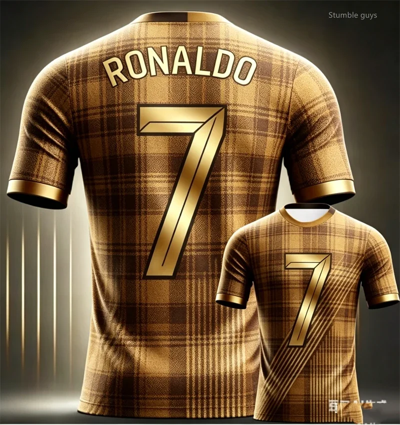 Sommer Herren Alltags-Trend Ronaldo Fußball T-Shirt Kurzarm Lässiges Sporttrikot Kinder Jungen Tee Fitness Workout Kleidung