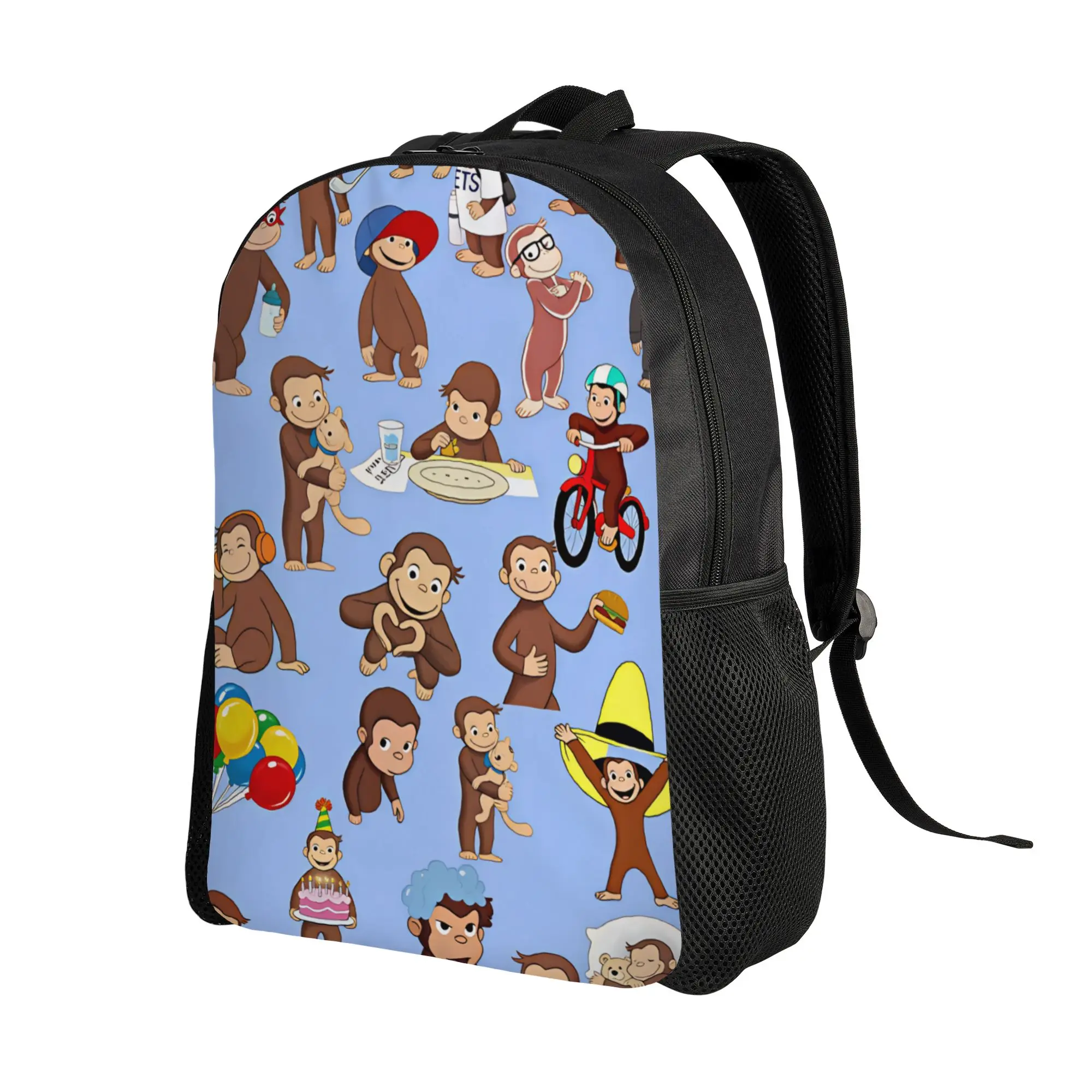 Curious George Character Backpack  Workout Backpacks Student Unisex Stylish High School Bags Colorful Durable Rucksack