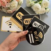 WiFi Sign Acrylic Mirror Wall Sticker for Public Places Shops Handwriting Account And Password Wifi Notice Board Wall Sticker