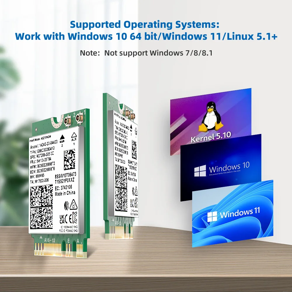 Трехдиапазонная Wi-Fi карта AX210NGW WiFi6E 6 ГГц, сетевая карта Bluetooth 5,3, беспроводной модуль intel AX210 для ноутбука M.2 NGFF