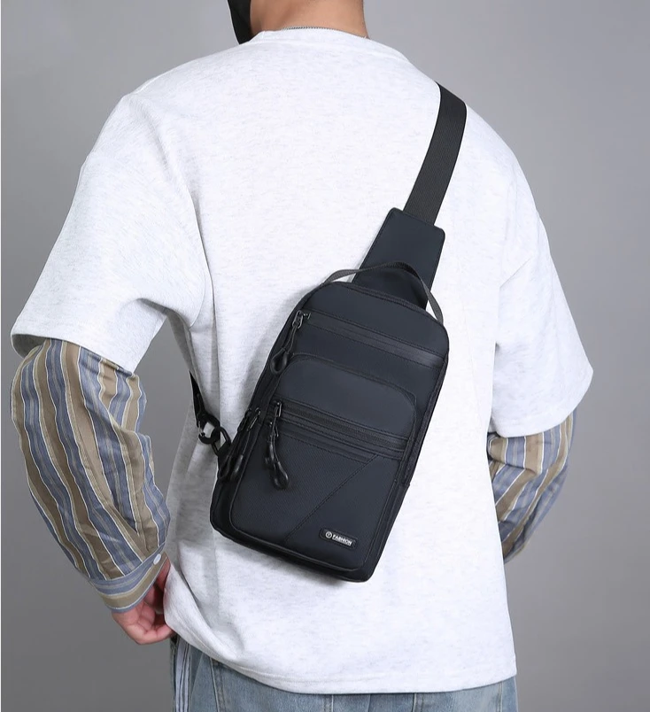 New Minimalist Men's Chest Bag, Casual Sports Single-shoulder Bag, Multi-layered Versatile Crossbody Bag, Cycling Crossbody Bag