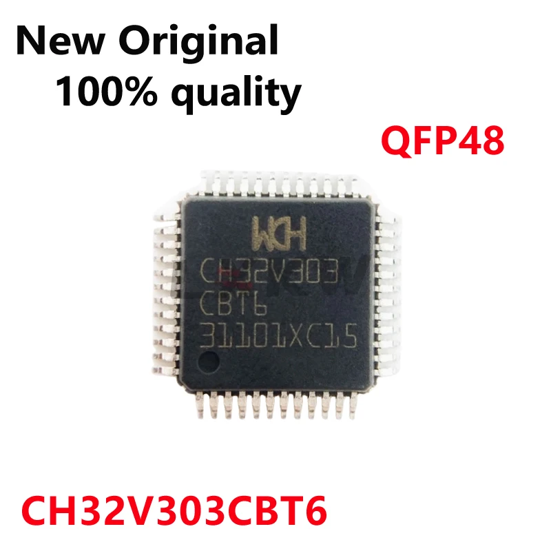 2-10/PCS New Original CH32V303CBT6 CH32V303 CBT6 QFP48 32-bit large capacity general purpose RISC-V microcontroller In Stock