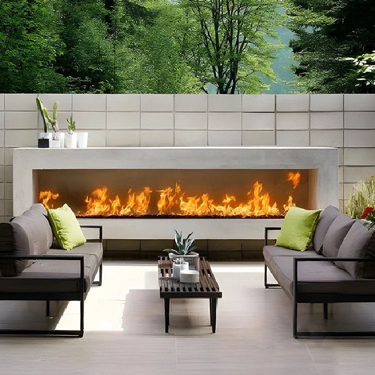 

3D Waterproof Outdoor Humidifier Decorate Steam Fireplace 8 LED Fire Water Vapor Fireplace 200*21*20CM